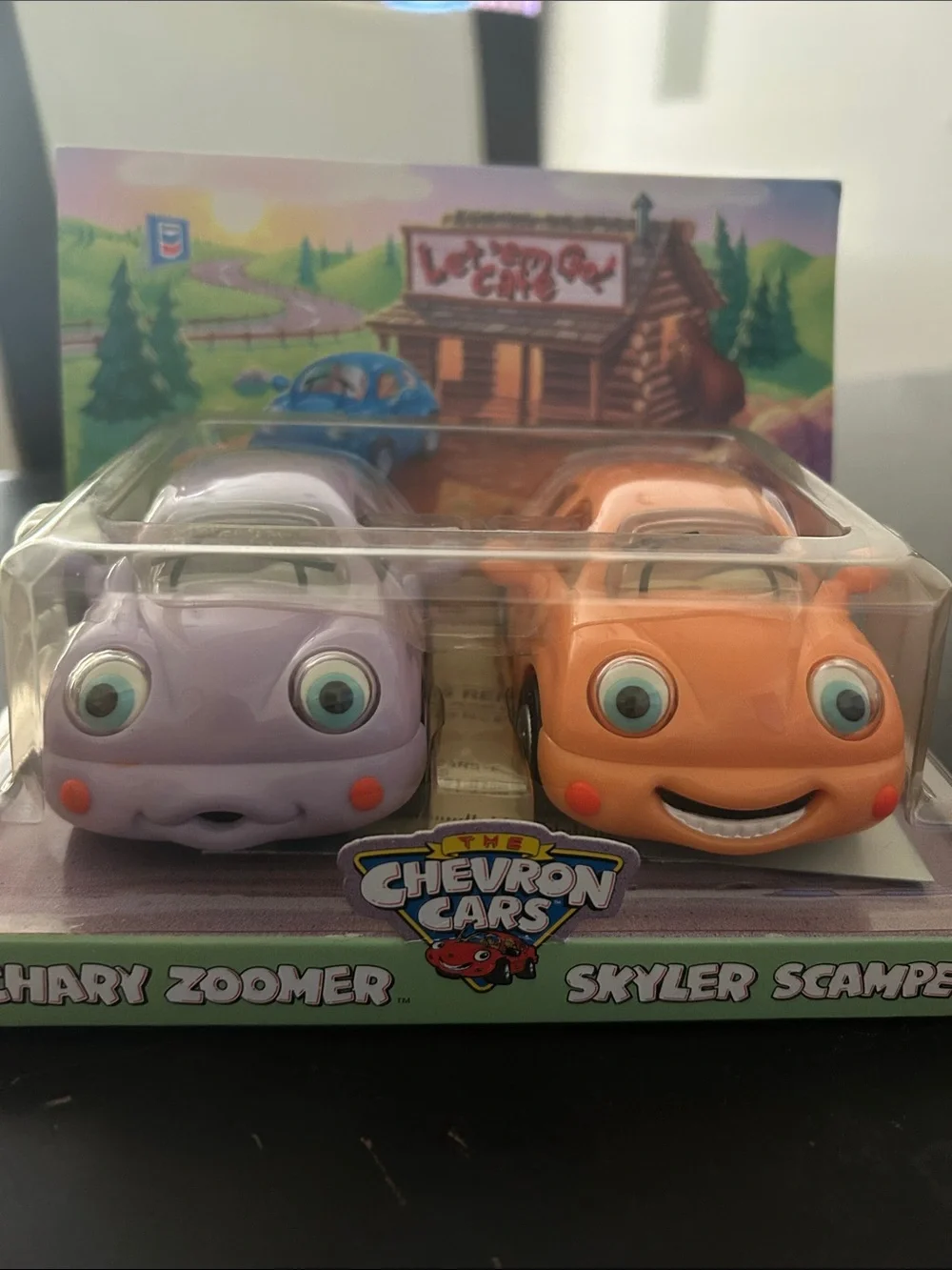 Vintage 1999 Chevron Cars collectible figures,  Zachary Zoomer & Skyler Scamper
